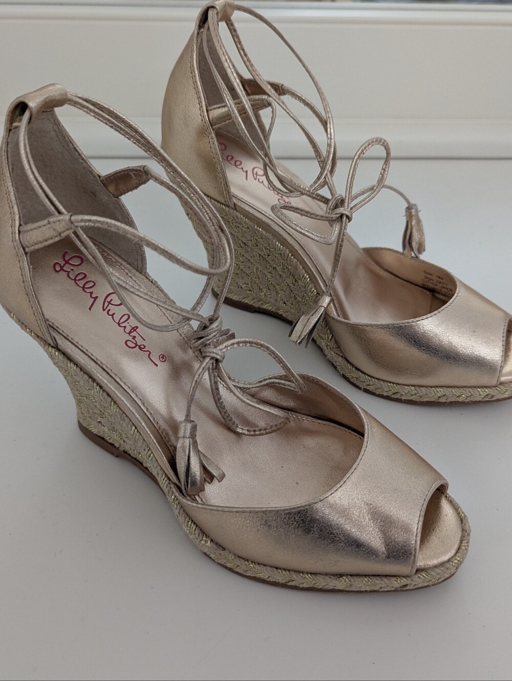NWOB! Lilly Pulitzer Aleena Wedge Sandal In Hold Metallic Size 6